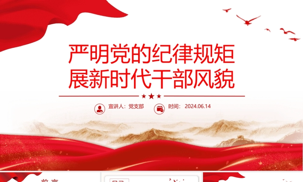 2024严明党的纪律规矩展新时代干部风貌党政风党纪学习教育课件PPT