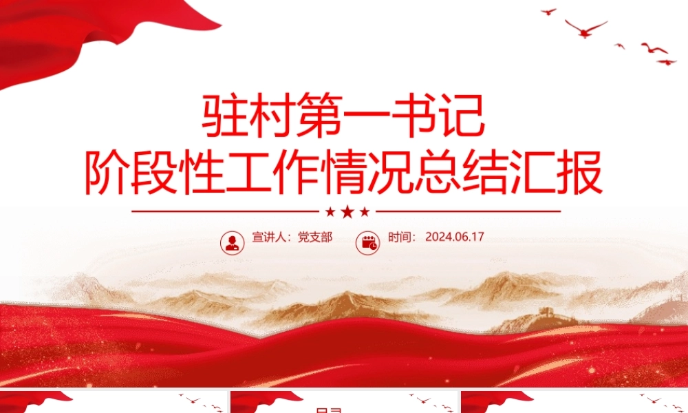 2024驻村第一书记阶段性工作情况总结汇报PPT