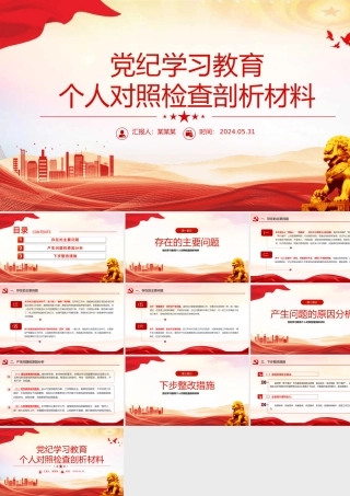 党建风党纪学习教育个人对照检查剖析材料ppt