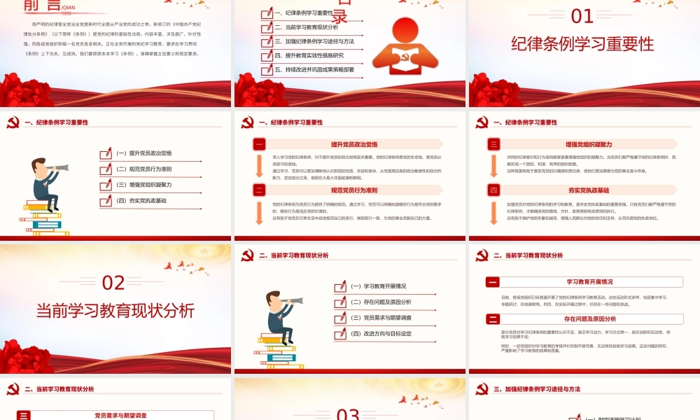 关于如何加强党员对党的纪律条例的学习和教育党课PPT