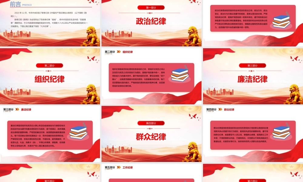 关于新修订的《中国共 产 党纪律处分条例》党的六 大纪律党课课件ppt