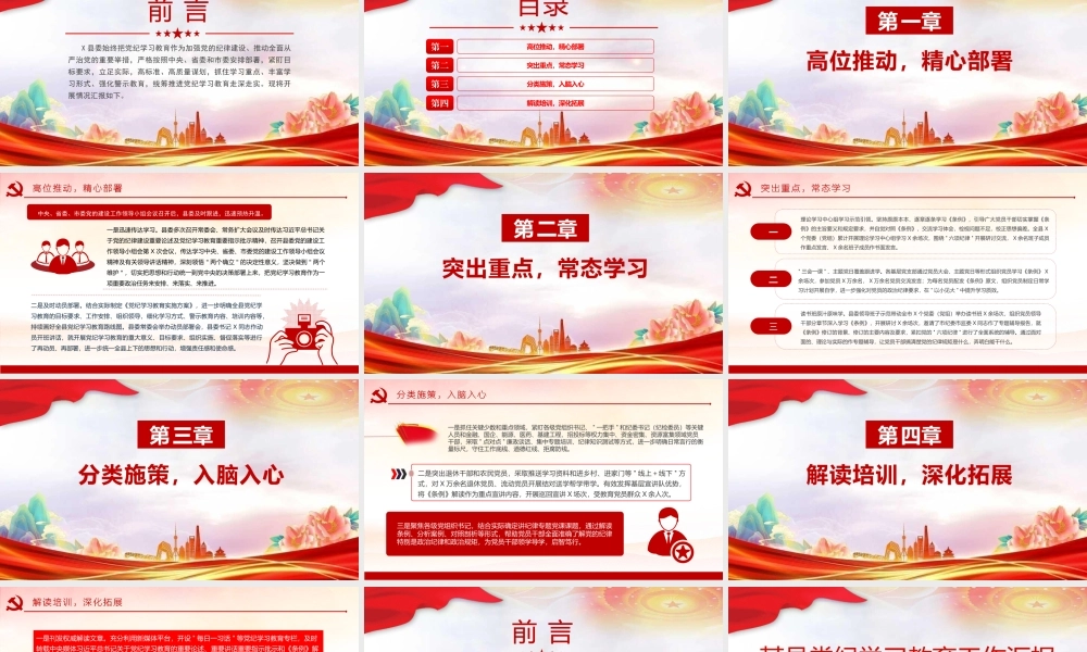 某县党纪学习教育工作汇报PPT模板