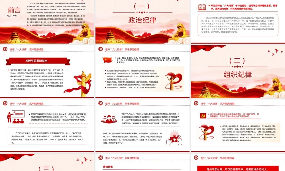 扎实开展党纪学习教育——恪守六大纪律筑牢思想根基PPT课件