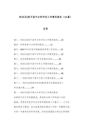 （12篇）村(社区)班子届中分析评估工作情况报告