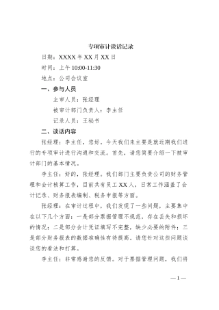 专项审计谈话记录