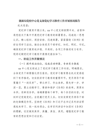 能源局党组中心党支部党纪学习教育工作开展情况报告
