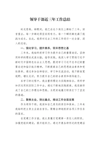领导干部近三年工作总结