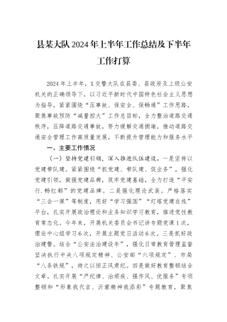 县某大队2024年上半年工作总结及下半年工作打算