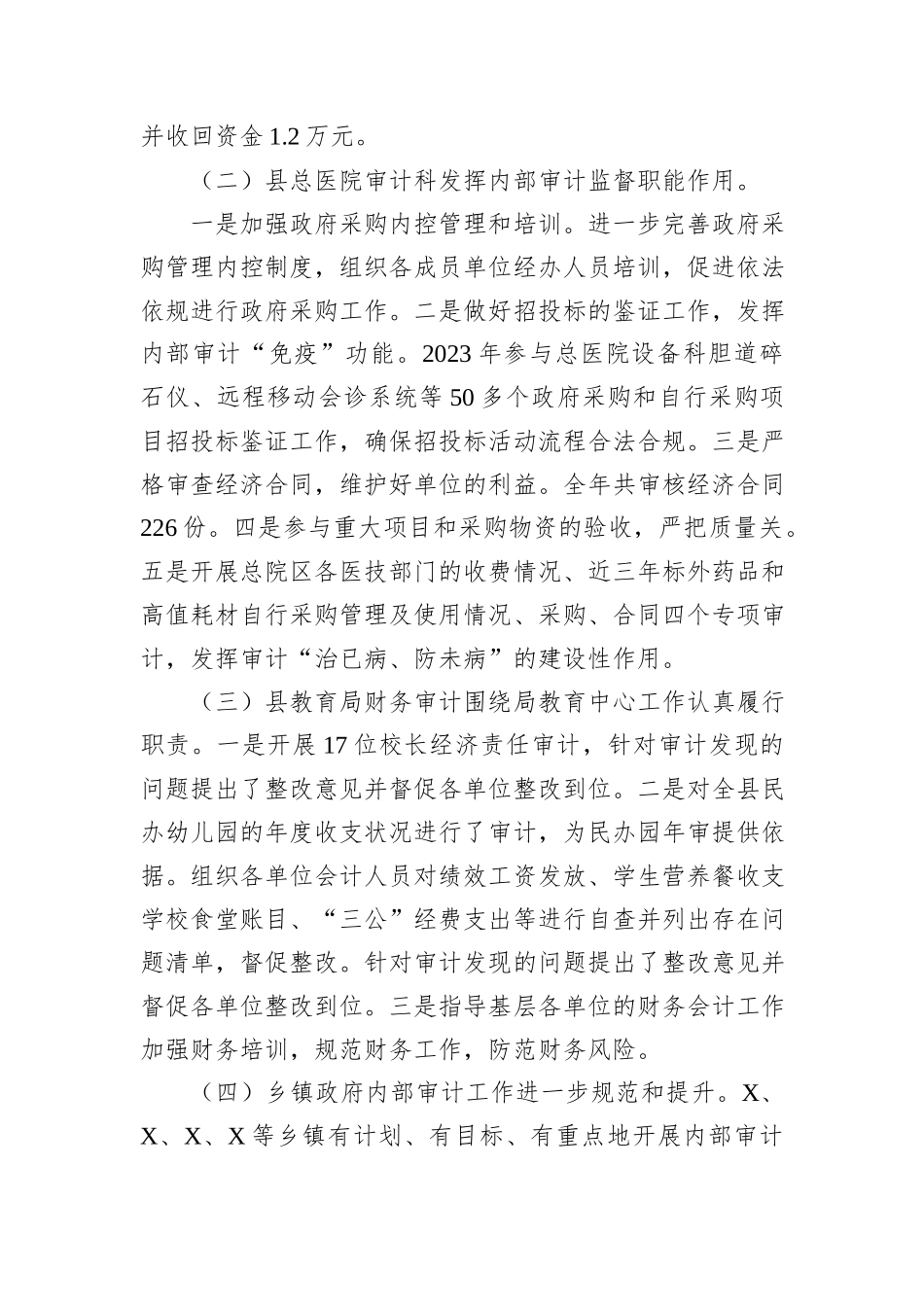 X县审计局2023年内部审计工作总结_第2页