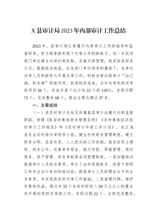 X县审计局2023年内部审计工作总结