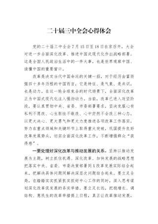 二十届三中全会心得体会