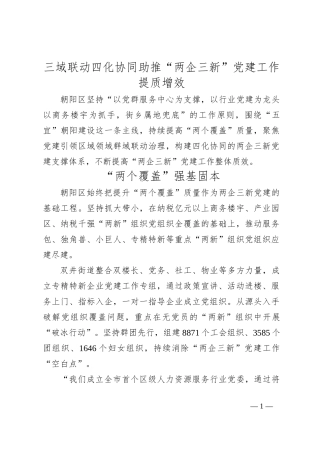 三域联动四化协同 助推“两企三新”党建工作提质增效