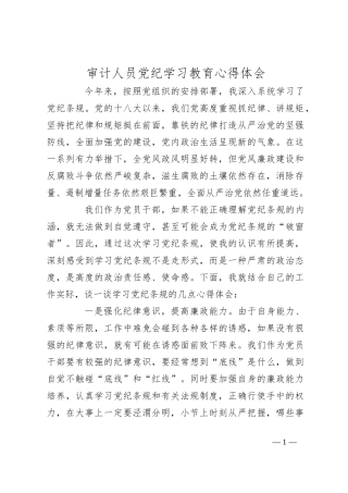 审计人员党纪学习教育心得体会