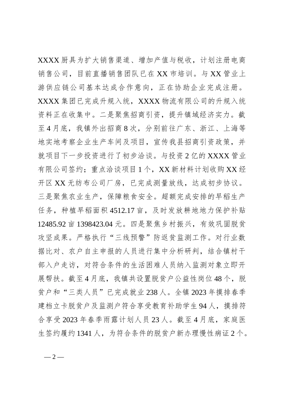 乡镇2024年上半年工作总结及下半年工作计划_第2页