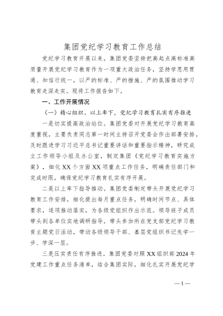 集团党纪学习教育工作总结