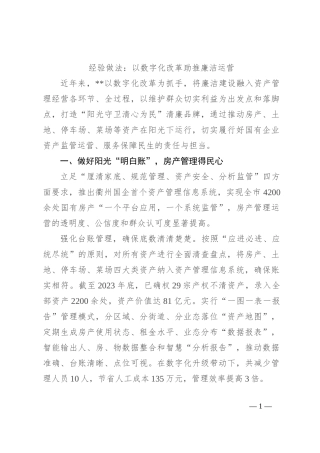 经验做法：以数字化改革助推廉洁运营