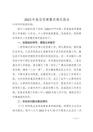 2023年基层党建整改情况报告