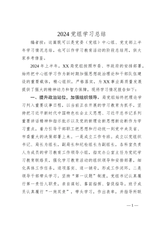 2024党组学习总结