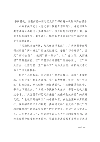 奋楫扬帆，勇毅前行—新时代党员干部的精神气质与历史担当