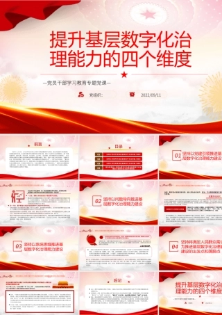 提升基层数字化治理能力的四个维度PPT党政风党员干部学习教育专题党课