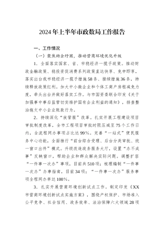 2024年上半年市政数局工作报告