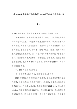 （6篇）镇2024年上半年工作总结及2024年下半年工作安排