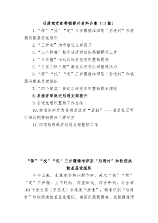 （11篇）后进党支部整顿提升材料汇编