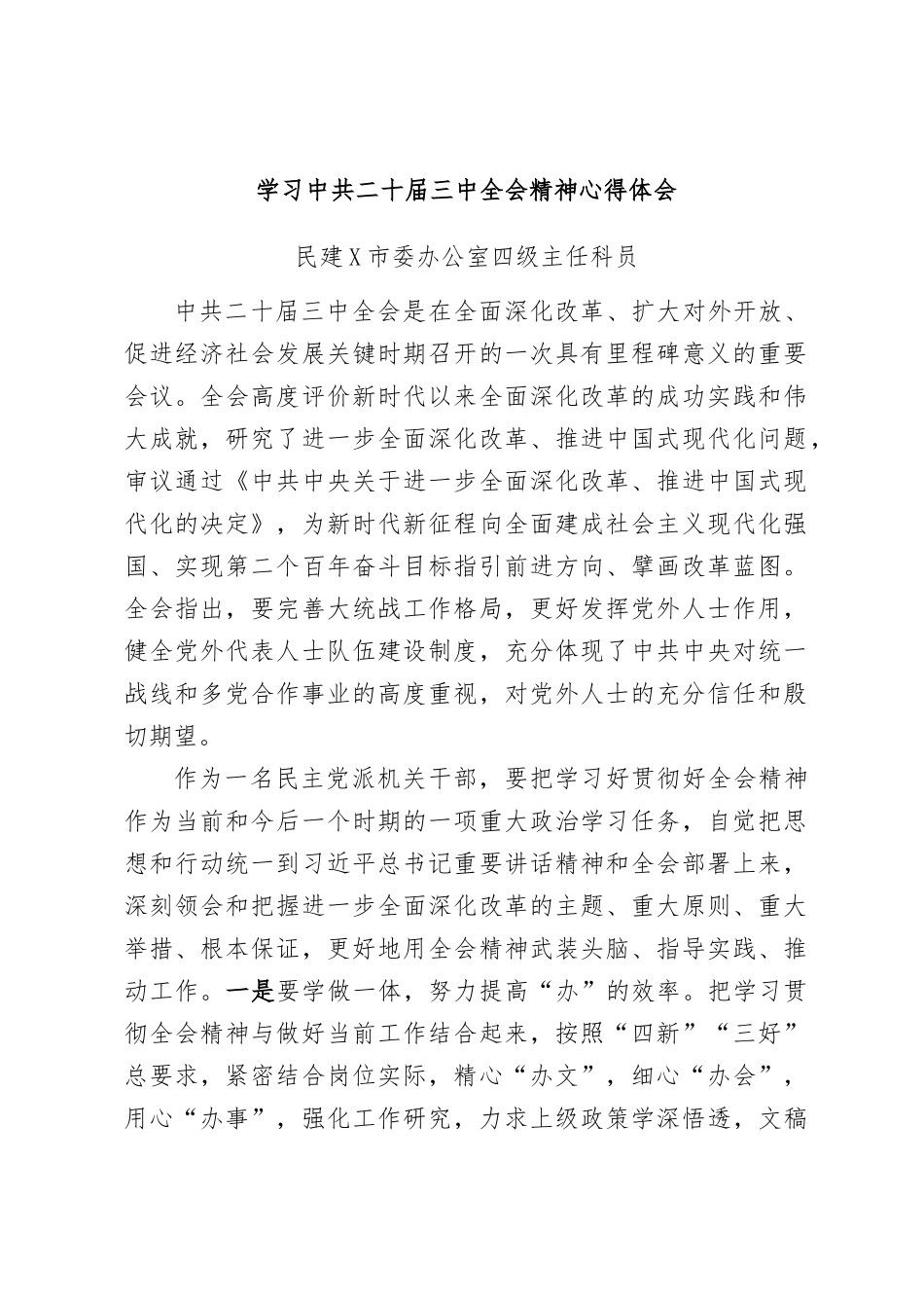 （13篇）民建市委干部学习二十届三中全会精神心得体会汇编_第2页