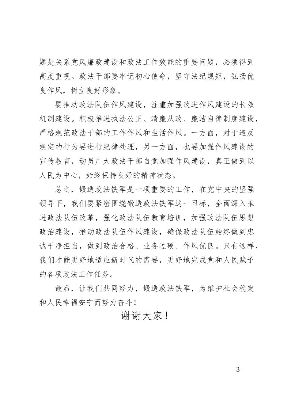 202X年锻造政法铁军专题研讨发言材料_第3页