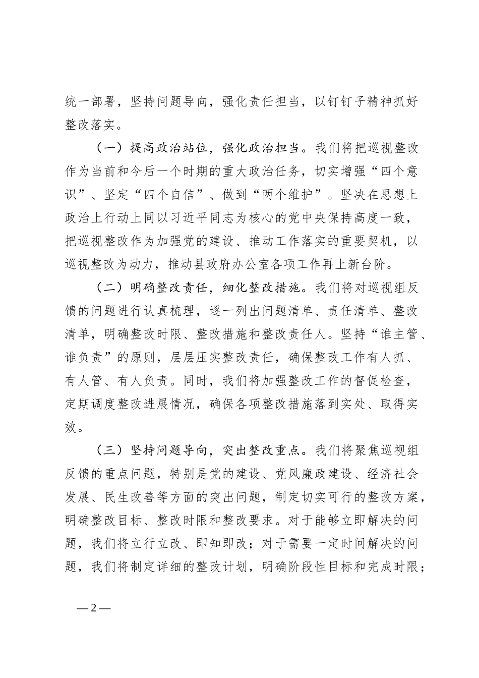 2024年度巡视整改表态发言_第2页