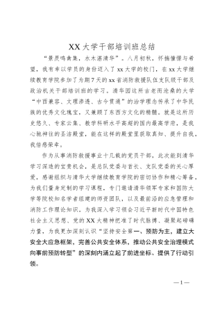 XX大学干部培训班总结