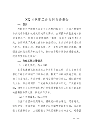 XX县党建工作自纠自查报告