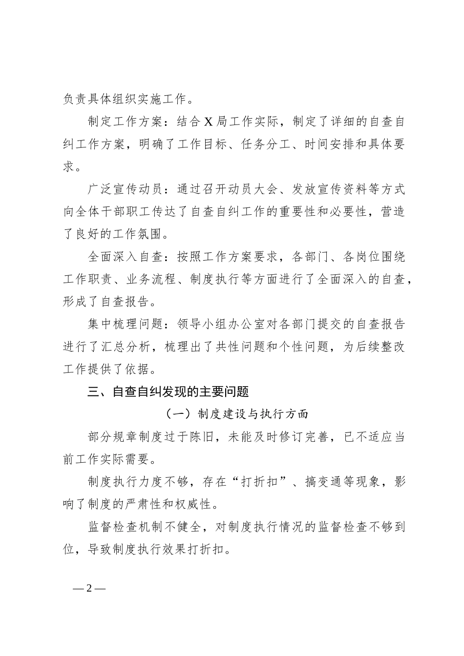 X局常规巡查自查自纠情况及整改计划报告_第2页