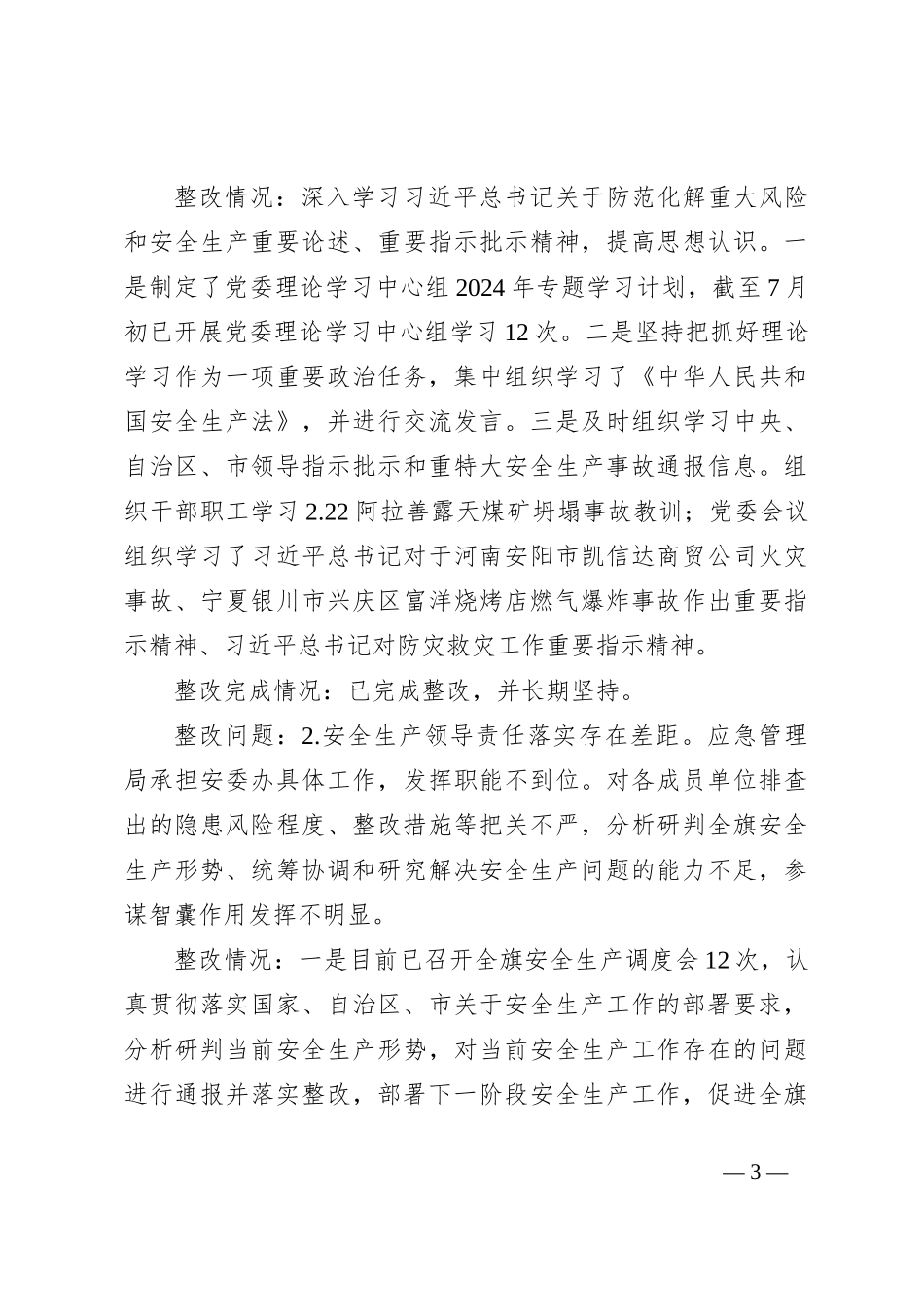 X局关于市委巡察组安全生产工作开展专项巡察整改情况的报告_第3页