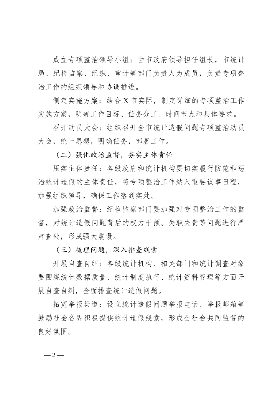 X市关于统计造假问题专项整治工作方案_第2页