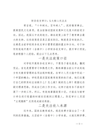 财务收支审计：5大核心关注点