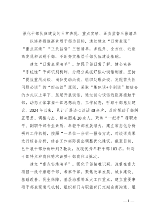 强化干部队伍建设的日常表现、重点实绩、正负监督三张清单