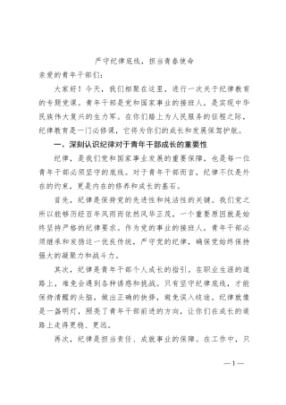 严守纪律底线，担当青春使命