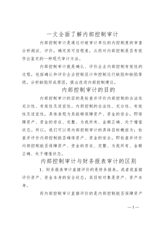 一文全面了解内部控制审计