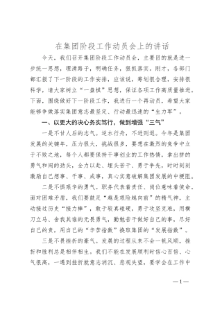 在集团阶段工作动员会上的讲话