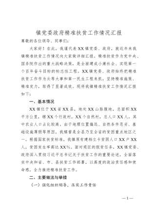 镇党委政府精准扶贫工作情况汇报