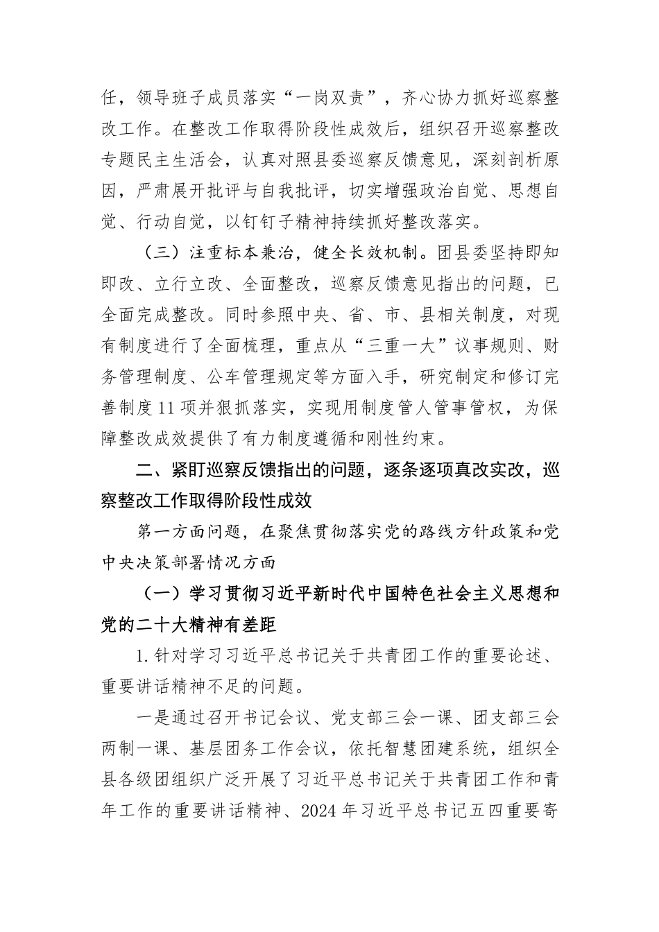 共青团县委员会关于巡察集中整改进展情况的报告_第2页