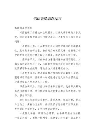 信访维稳表态发言