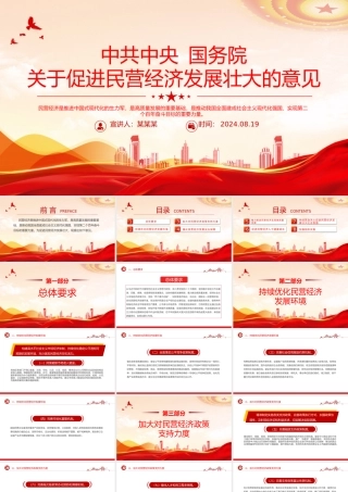 红色精美中共中央国务院关于促进民营经济发展壮大的意见PPT课件