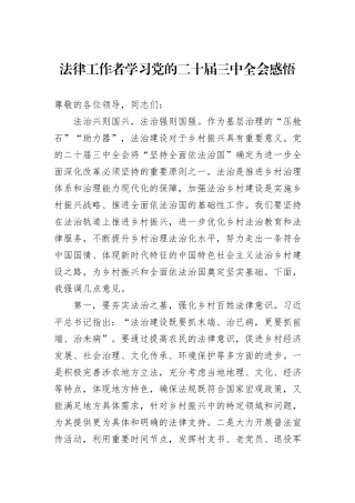 法律工作者学习党的二十届三中全会感悟