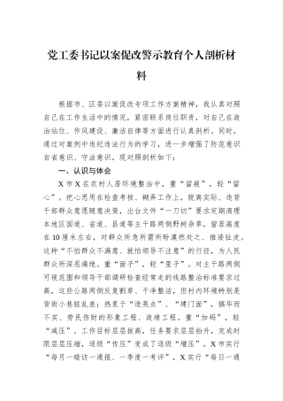 党工委书记以案促改警示教育个人剖析材料
