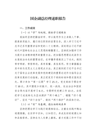 国企副总经理述职报告