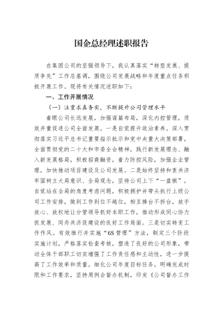 国企总经理述职报告