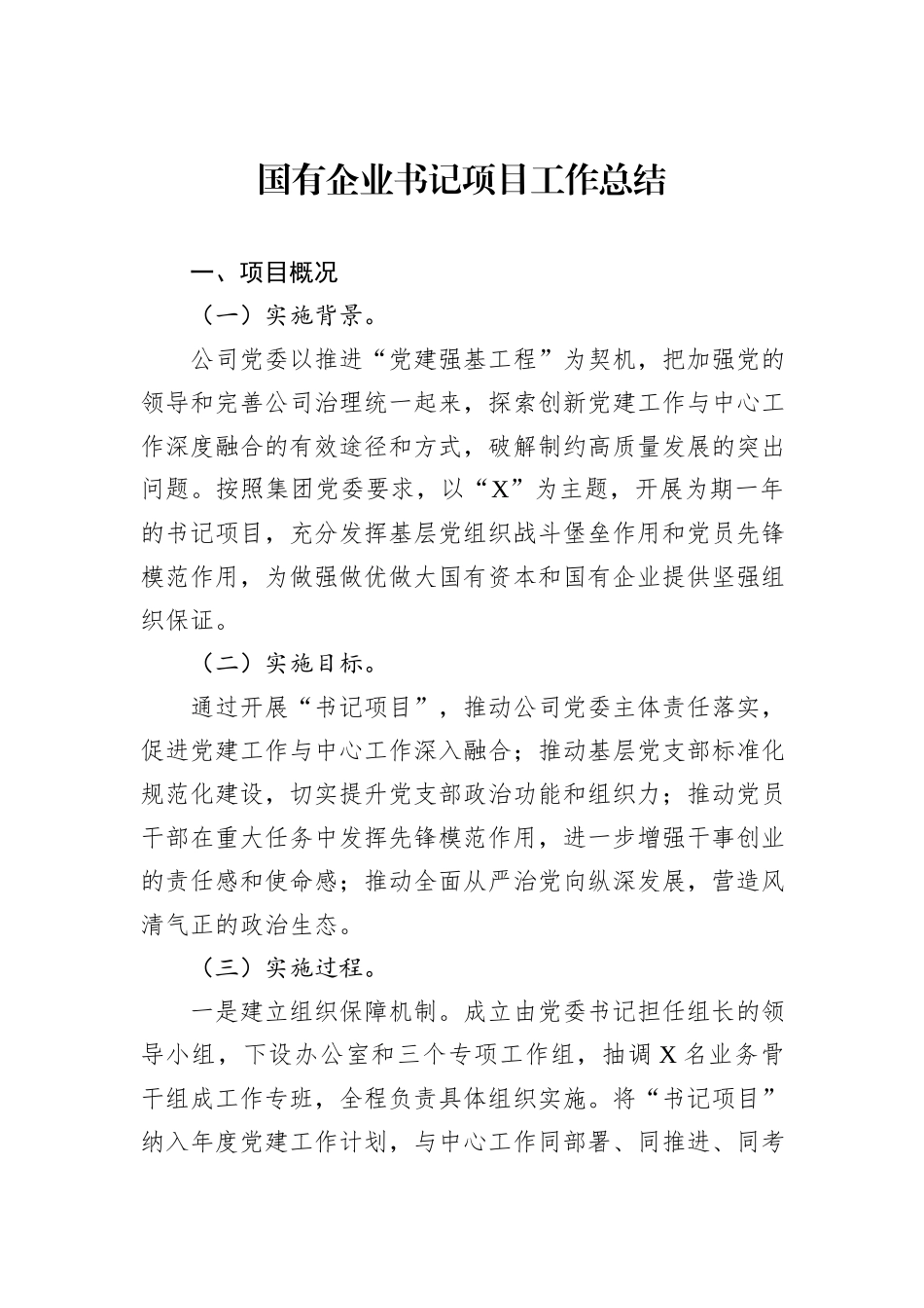 国有企业书记项目工作总结_第1页