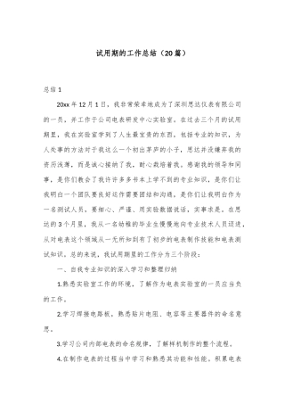 （20篇）试用期的工作总结